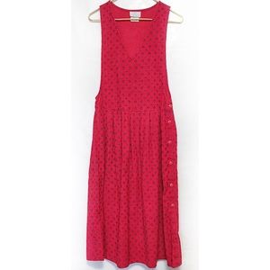 Vintage Red Pleated Corduroy Dress Long 5/6 S/M